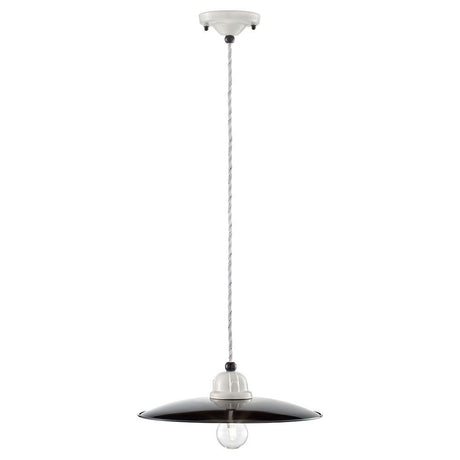 Ferroluce B&W Hängeleuchte Ø 30cm, Vintage-Pendelleuchte in Schwarz und Weiß mit einfachem Design.