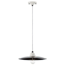 Plafonnier Ferroluce B&W Ø 35 cm au design vintage et abat-jour noir.