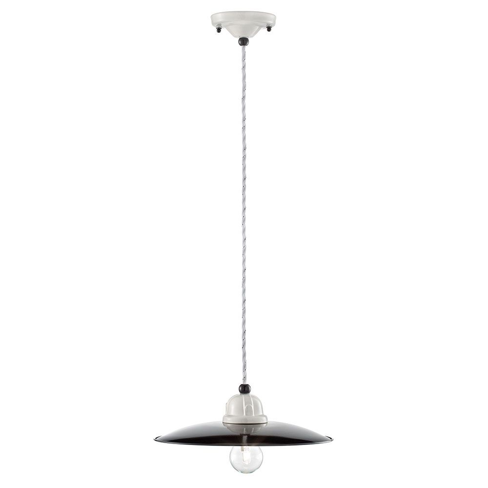 Ferroluce B&W Hängeleuchte Ø 25cm mit vintage Design und einfacher, eleganter Form.