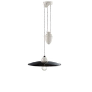 Ferroluce B&W Rise and Fall suspension avec câble Ø 35 cm - luminaire suspendu vintage en noir.