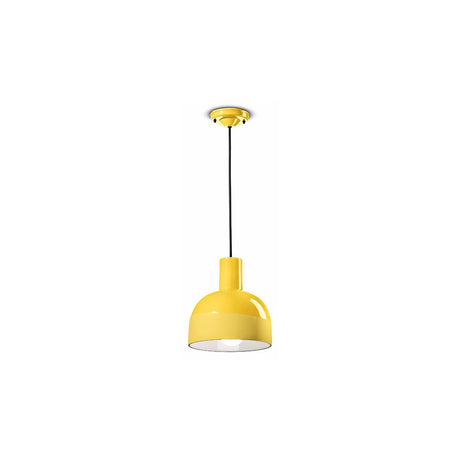 Ferroluce Caxixi hængelampe Ø 22,5cm i lys gul med elegant klokkeform.