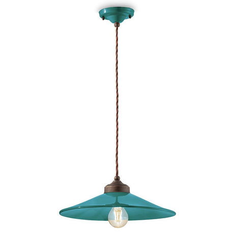 Ferroluce Colors Hängeleuchte Ø 35cm in Türkis mit retro Stil für moderne und klassische Einrichtungen.