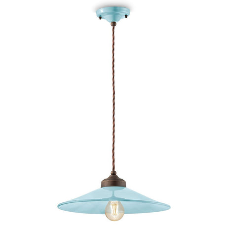 Ferroluce Colors Hängeleuchte Ø 35cm in elegantem blauen Design, ideal für moderne und klassische Wohnräume.