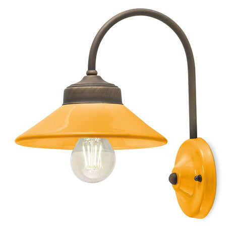 Ferroluce Colors Wandleuchte in gelb mit retro Design für mediterranen Wohnstil