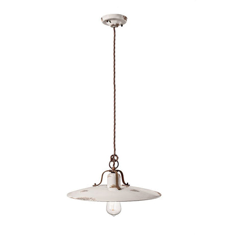 Ferroluce Country Keramik-Hängeleuchte Ø 40cm in klassischem Design mit eleganter Aufhängung