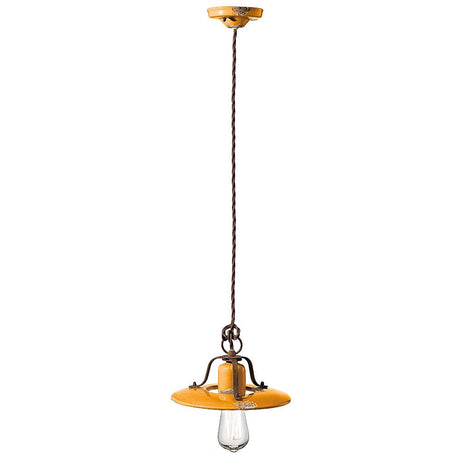 Ferroluce Country Hängeleuchte Ø 25cm in gelb mit vintage Design und klassischer Form für den Wohnbereich