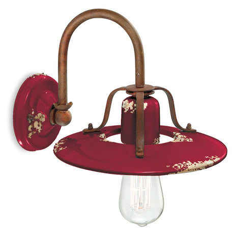 Retro-Wandlampe Ferroluce Country Wandleuchte in Rot mit vintage Design für den Wohnbereich