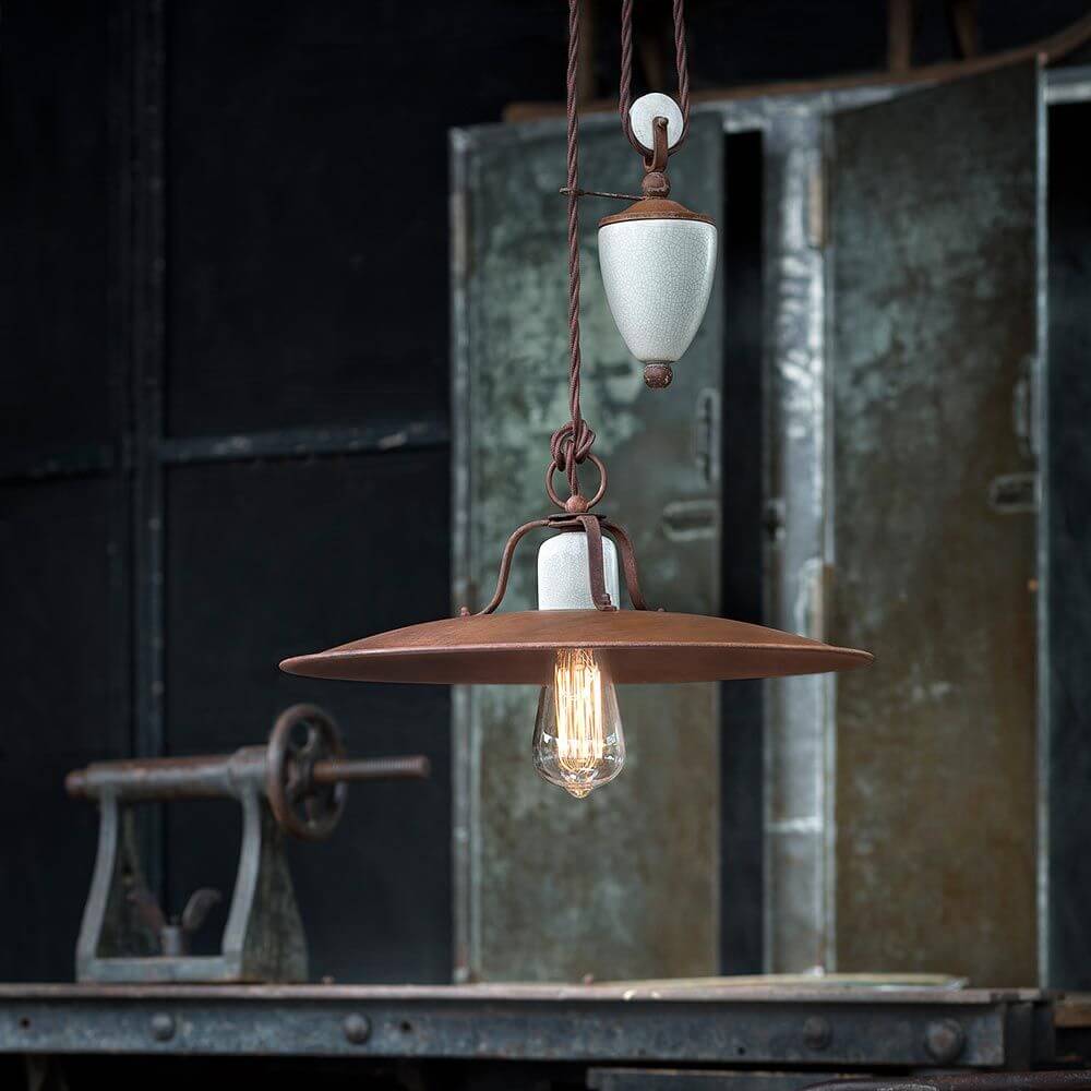 Ferroluce Grunge Rise and Fall Vintage-Hängeleuchte Ø 40cm