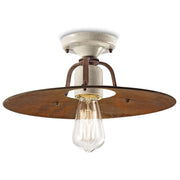 Ferroluce Grunge vintage taklampe Ø 40 cm i rustikt design med håndlaget lampeskjerm.