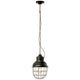 Ferroluce Hängeleuchte Industrial aus Keramik mit Metall-Gitter und elegantem Lichtdesign.