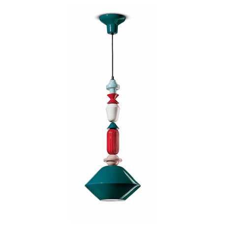 Ferroluce Hängeleuchte Lariat 70cm in buntem Design, handgefertigt aus Keramik für stilvolle Wohnräume.