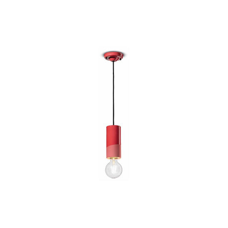 Ferroluce Hängeleuchte Pi 18cm in rot, elegantes, schmales Design für moderne Wohnräume.