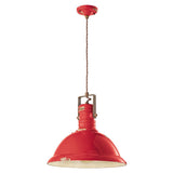 Ferroluce Industrial Hängelampe 40cm in rot, handgemachte Keramik, ideal für stilvolle Wohnbereiche.