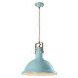 Ferroluce Industrial Hängelampe in Türkis, handgemachte Keramik, 40cm, flexibles Design für jedes Wohnambiente.