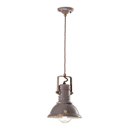 Ferroluce Industriel keramik hængelampe Ø 23cm i enkel form med fleksibelt design og håndlavet keramik.