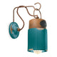 Ferroluce Industrial Wandlampe in Türkis mit retro Design und Keramikdetails