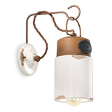 Ferroluce Industrial Wandlampe in Retro-Design mit Keramik und Metall für mediterranes Wohngefühl.