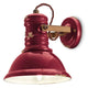 Ferroluce Industrial Wandleuchte in rot mit Metall- und Keramikelementen, handgefertigt und im Vintage-Stil.