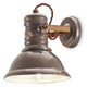 Ferroluce Industrial Wandleuchte in Retro-Design aus Metall und Keramik, handgefertigte Wandlampe in Braun.