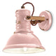 Ferroluce Industrial Wandleuchte in Rosa, handgefertigte Vintage-Wandlampe aus Metall und Keramik.