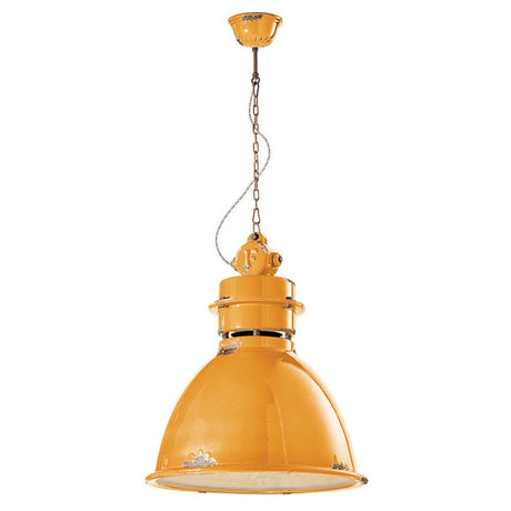 Ferroluce Keramik-Hängeleuchte Industrial in orange, Vintage-Design für jeden Wohnbereich.