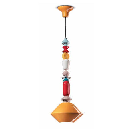 Ferroluce Lariat Hängeleuchte aus Keramik 87cm in bunten Farben, einzigartiges Design, ideal für Wohnbereiche.