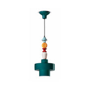 Ferroluce Lariat ceramic pendant light 60 cm in a unique design with colorful handmade elements.