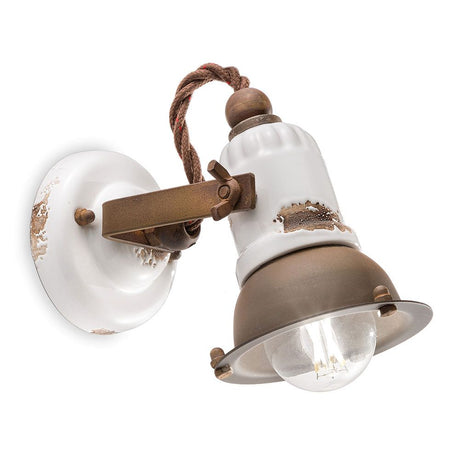 Ferroluce Loft Weiß Wandleuchte - rustikale Wandlampe für gemütliches Wohnambiente