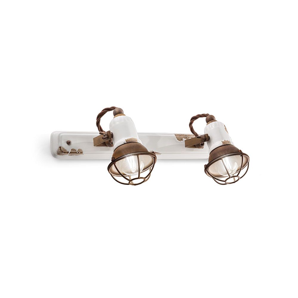 Ferroluce Loft blanc Applique 2 feux