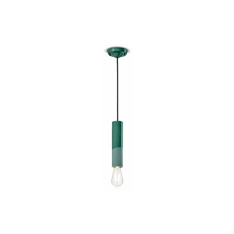 Ferroluce Pi Hängeleuchte 25cm in grün-weißem Design, schlank und modern für jeden Wohnbereich.