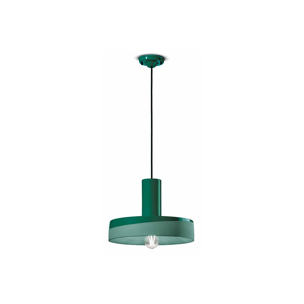 Ferroluce Pi Hängeleuchte Ø 35cm in Grün, stilvolle Hängelampe mit klassischem Design und modernem Farbton.