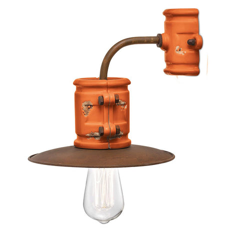 Ferroluce Urban Keramik-Wandleuchte 25cm in Vintage-Design mit orangefarbener Keramik und metallener Lieferung.