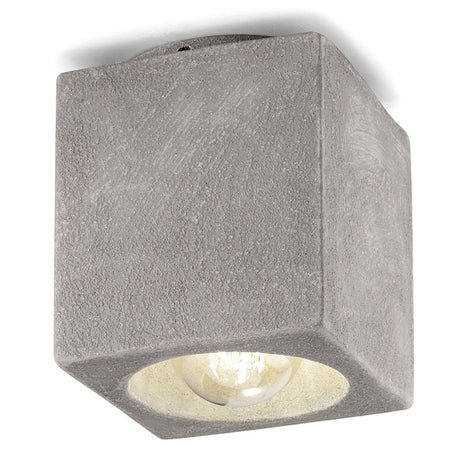 Ferroluce Vintage Deckenleuchte aus Keramik 15cm in grauem Kubus-Design für stimmungsvolle Beleuchtung.