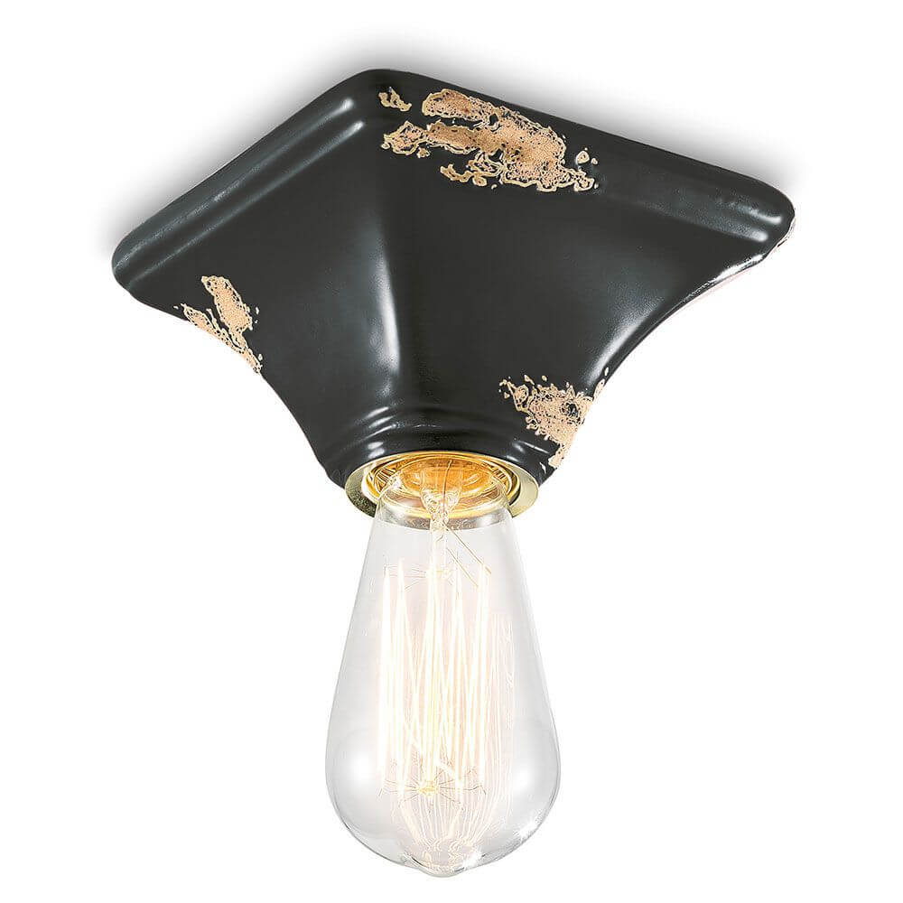 Ferroluce Vintage Deckenleuchte aus Keramik 9cm