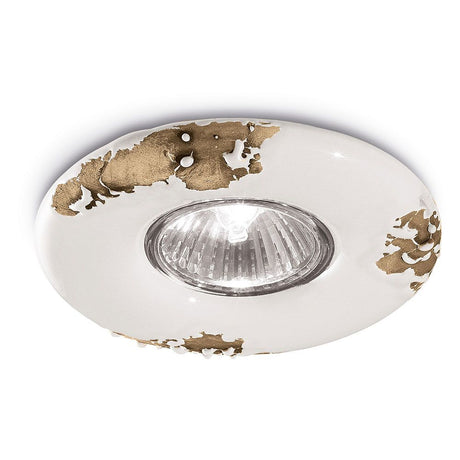 Ferroluce Vintage Keramik-Einbaustrahler Ø 11cm mit goldenen Akzenten und modernem Design.