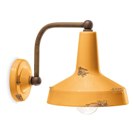 Ferroluce vegglampe Vintage i keramikk i gul farge med klassisk design og håndlaget stil.