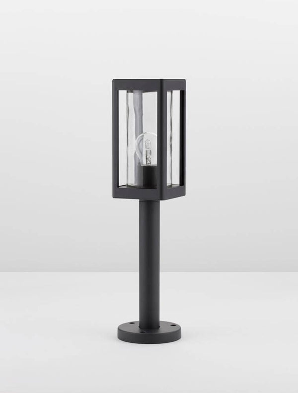 Figo Außensockelleuchte Dunkelgrau IP54, moderne Außenleuchte aus Aluminium und Glas für Garten und Terrasse