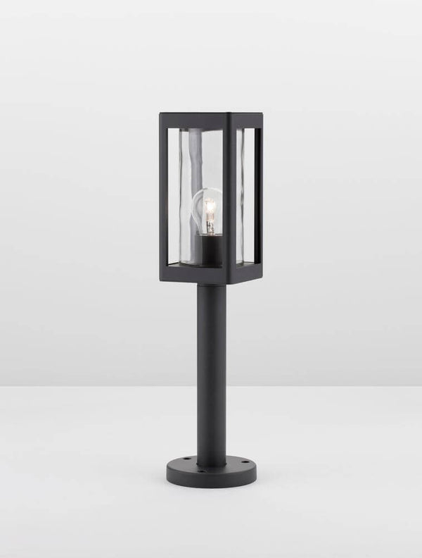 Figo Außensockelleuchte Dunkelgrau IP54, moderne Außenleuchte aus Aluminium und Glas für Garten und Terrasse