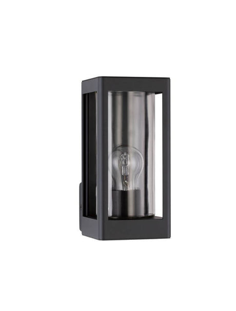 Figo Außenwandleuchte Down Dunkelgrau IP54 von Nova Luce mit modernem Aluminiumgehäuse und Glaszylinder für Außenbereiche