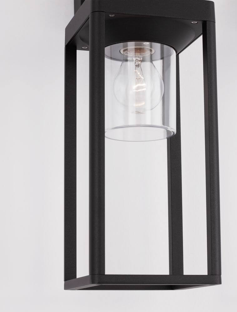 Figo Außenwandleuchte Up Anthrazit IP65 mit transparentem Glaskörper und modernem Design.