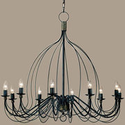 Filo Krone 10-lampet Blå-Svart Ø 100cm elegant taklampe med kunstnerisk design