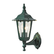 Firenze udendørs væglampe lanterne grøn, klart glas med et elegant design og klare glaselementer.