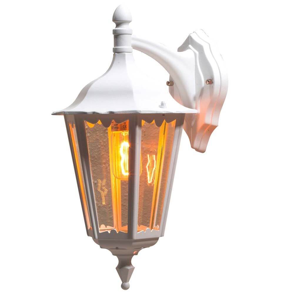 Firenze Außen-Wandlampe Weiß mit klaren Glas, elegante Außenbeleuchtung für stilvolle Akzente.