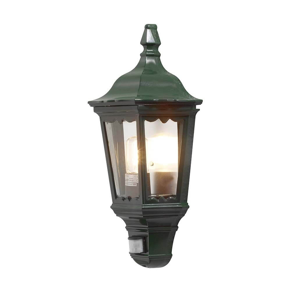 Firenze zewnętrzna lampa ścienna z czujnikiem zielonym, przezroczystym szkłem