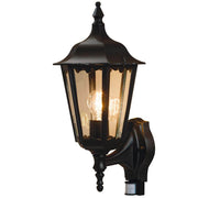 Lampa ścienna zewnętrzna Firenze Sensor w kolorze czarnym, o eleganckim designie i zintegrowanej funkcji czujnika do oświetlenia zewnętrznego.