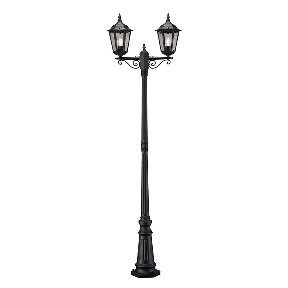 Firenze Standleuchte mit 2 Leuchtenköpfen Schwarz, klares Glas