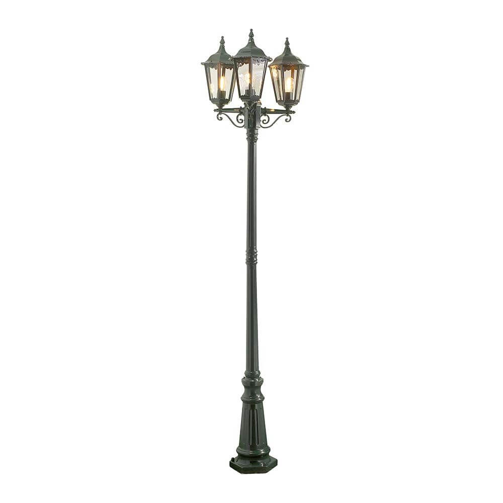 Firenze Standleuchte mit 3 Leuchtenköpfen Grün, klares Glas in eleganten Design.
