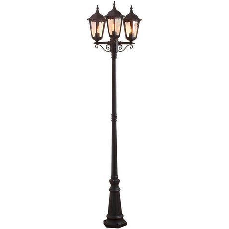 Firenze floor lamp with 3 light heads, black, clear glass, elegant outdoor lighting for gardens and terraces.