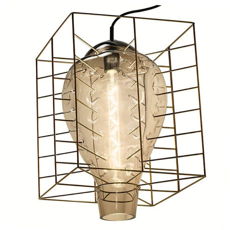 Lampe suspendue d’extérieur Attimo IP44 en verre de Murano au design moderne avec cadre en acier et abat-jour en verre artistique.