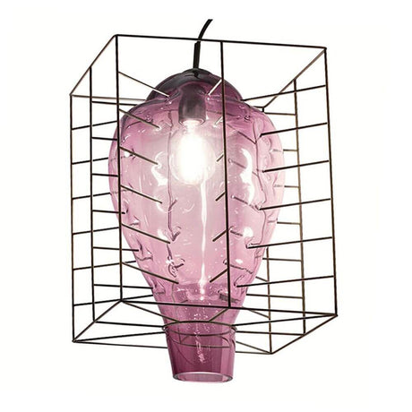 Lampe suspendue d’extérieur Attimo IP44 en verre de Murano au design unique avec verre de Murano fabriqué à la main et cadre en acier
